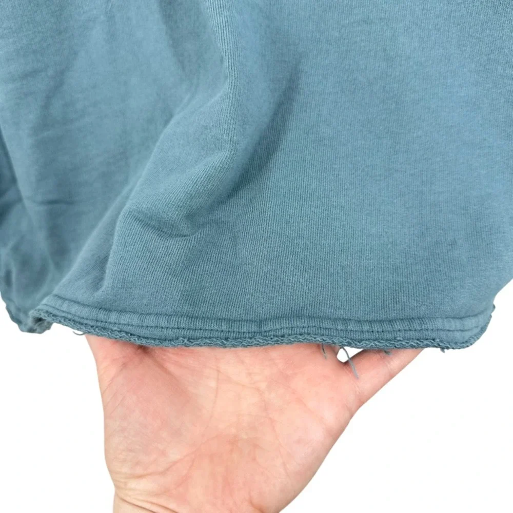 Pact Organic Cotton Raglan Sweatshirt Blue XL Pullover Crew Neck Side Slit - Picture 5 of 8
